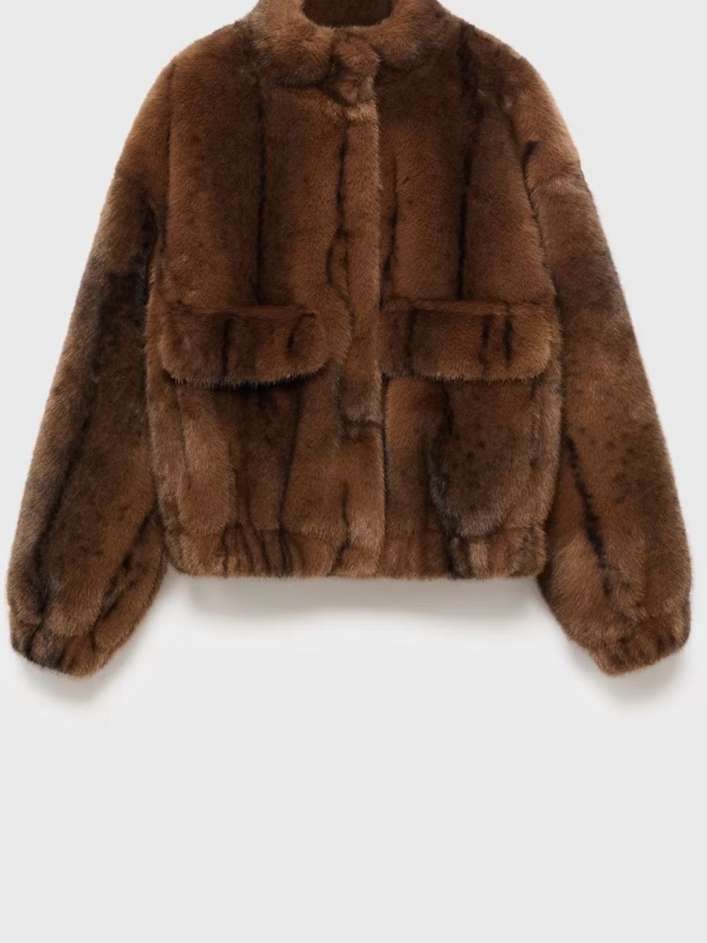 Mango Brown Faux Fur Boxy Jacket